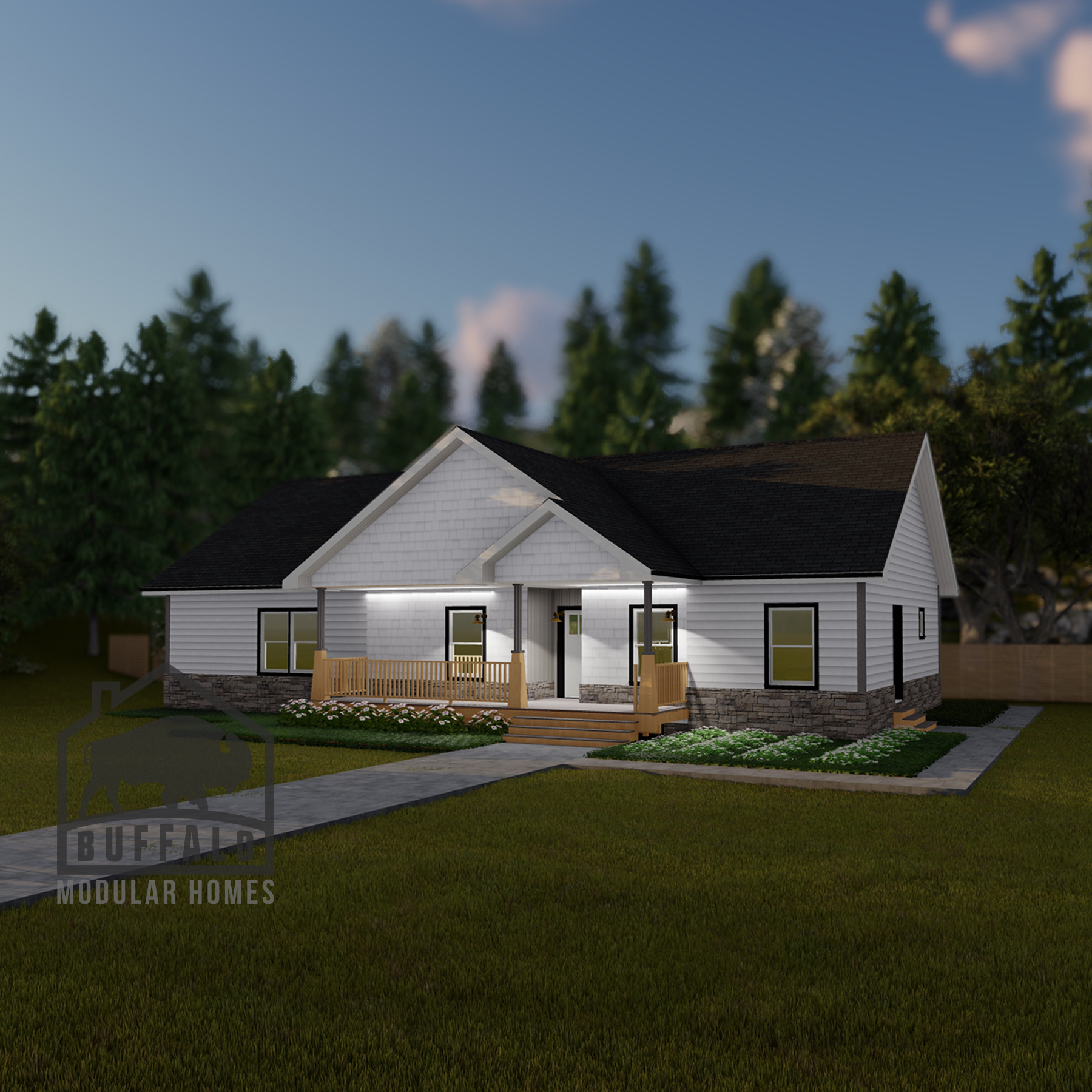 Limited series prefab modular home plan rendering