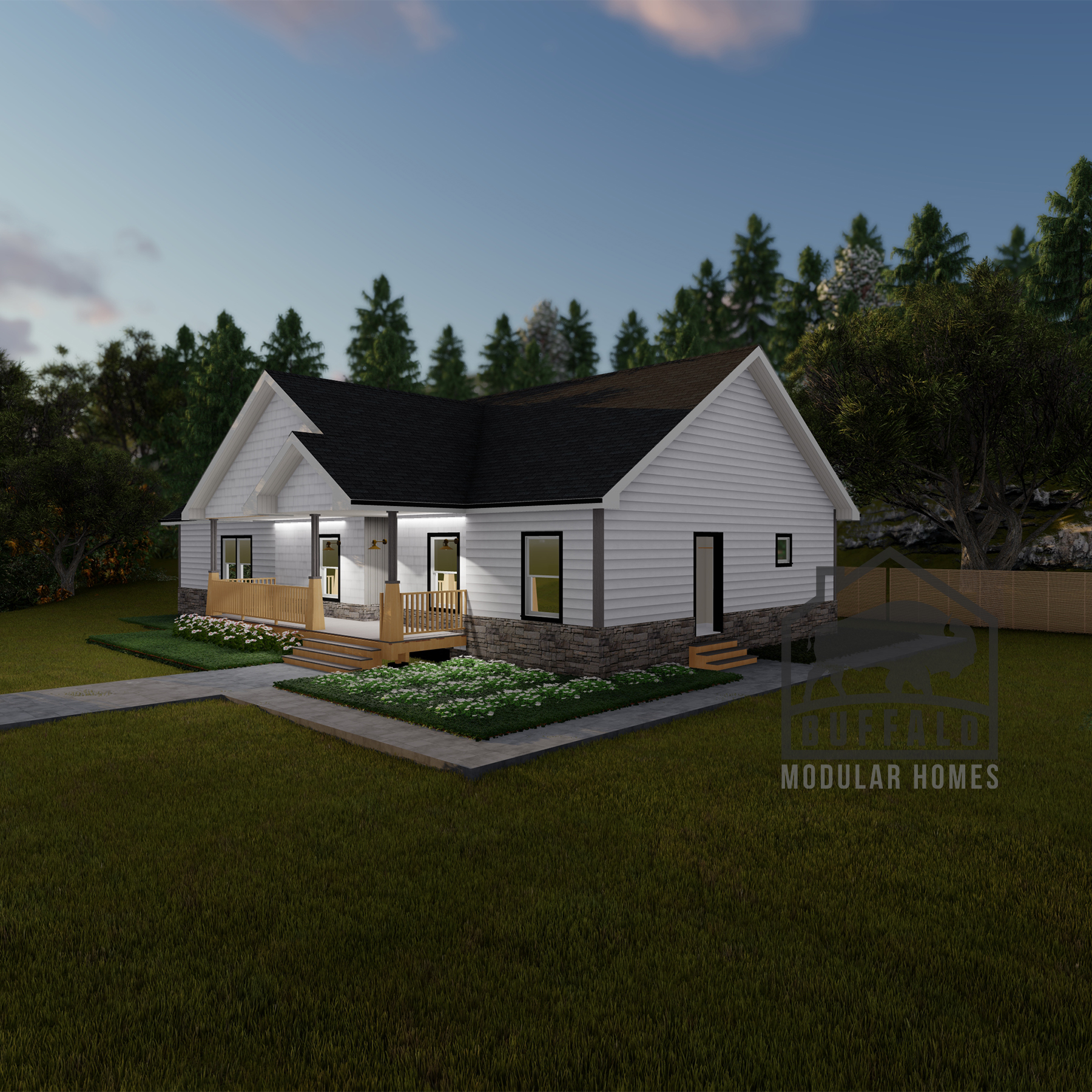 Limited series prefab modular home plan rendering