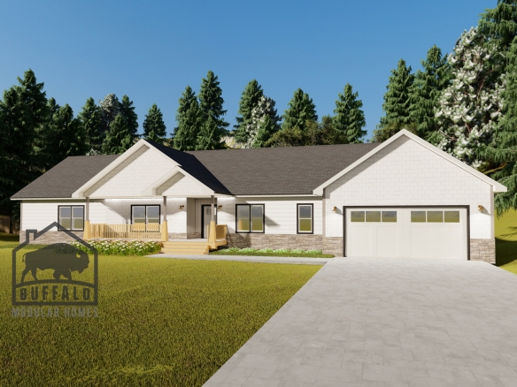 Limited series prefab modular home plan rendering