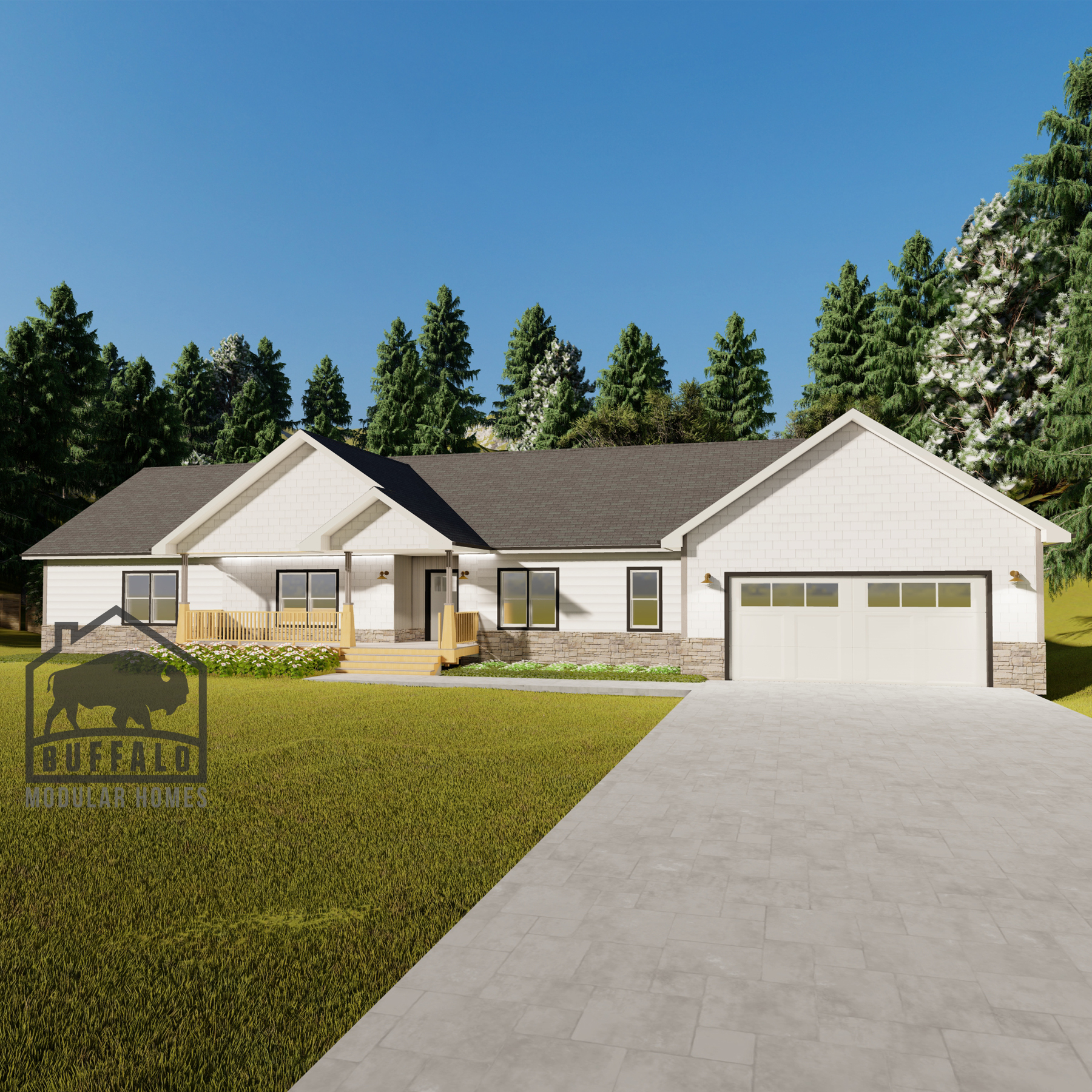 Limited series prefab modular home plan rendering