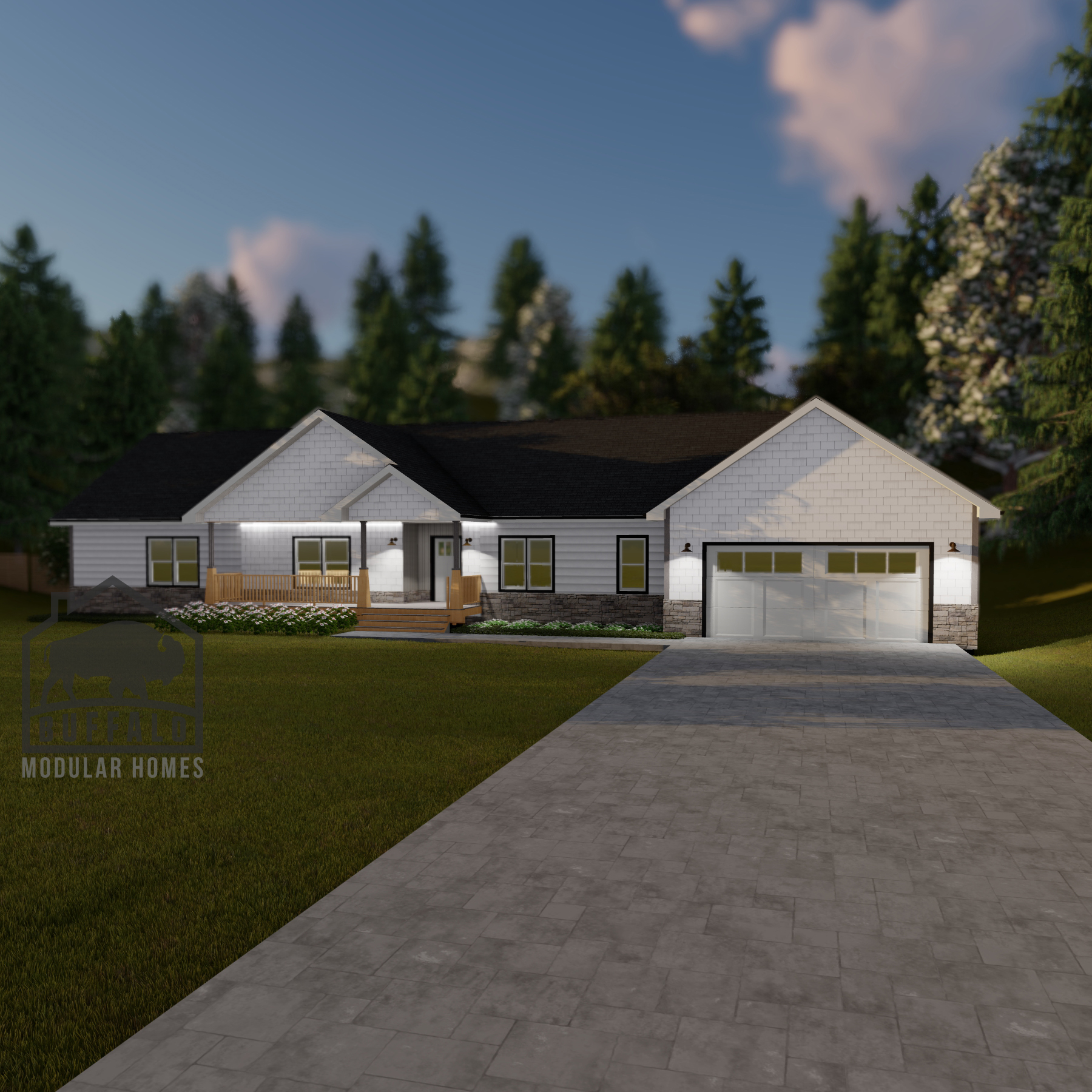 Limited series prefab modular home plan rendering