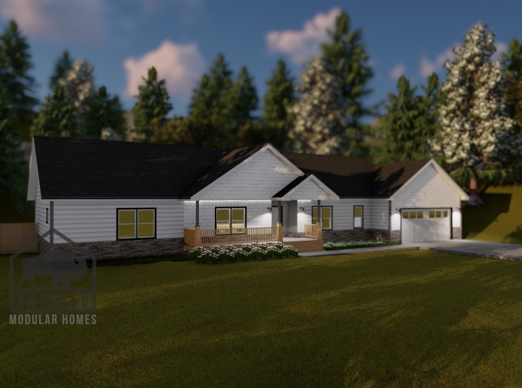 Limited series prefab modular home plan rendering