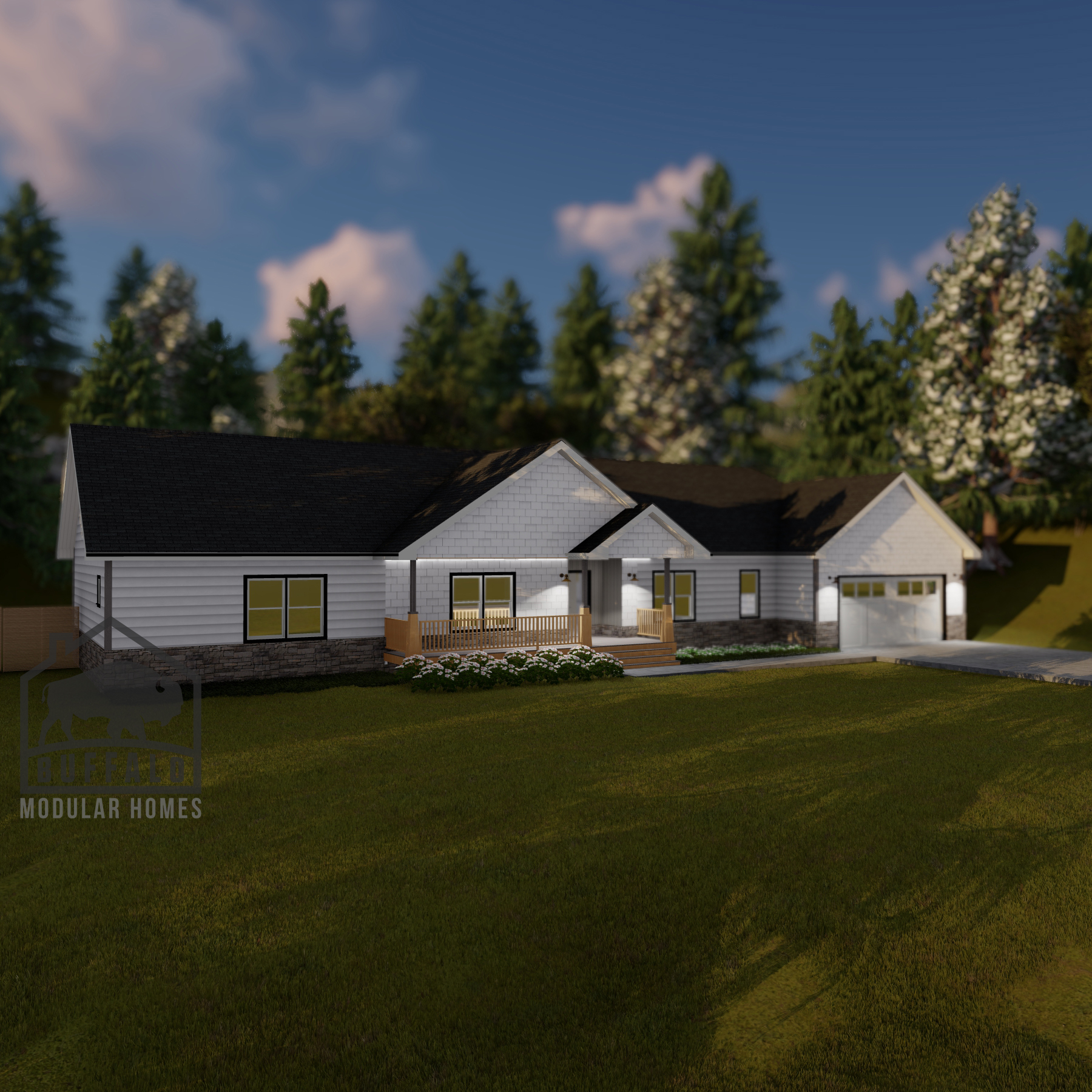 Limited series prefab modular home plan rendering