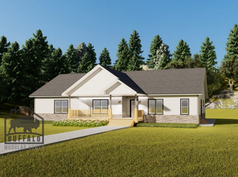 Limited series prefab modular home plan rendering