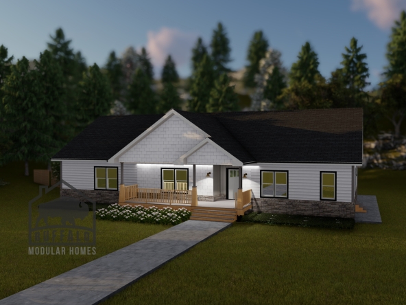 Limited series prefab modular home plan rendering