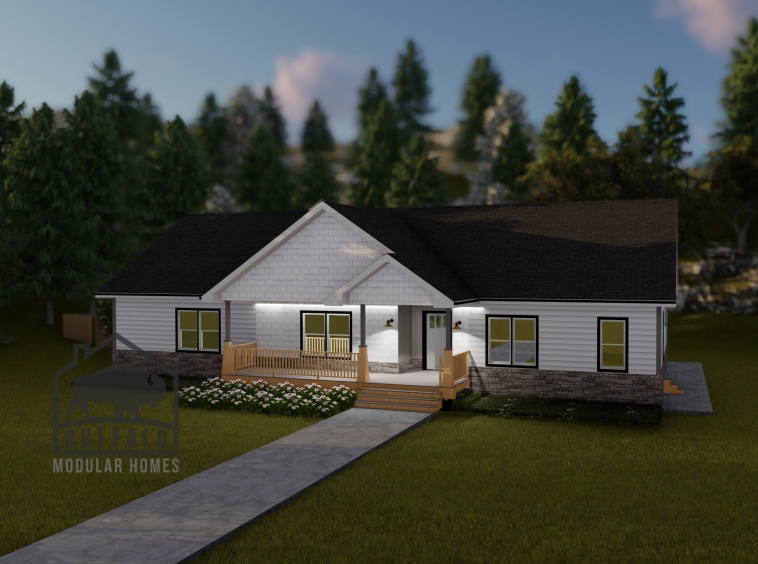 Limited series prefab modular home plan rendering