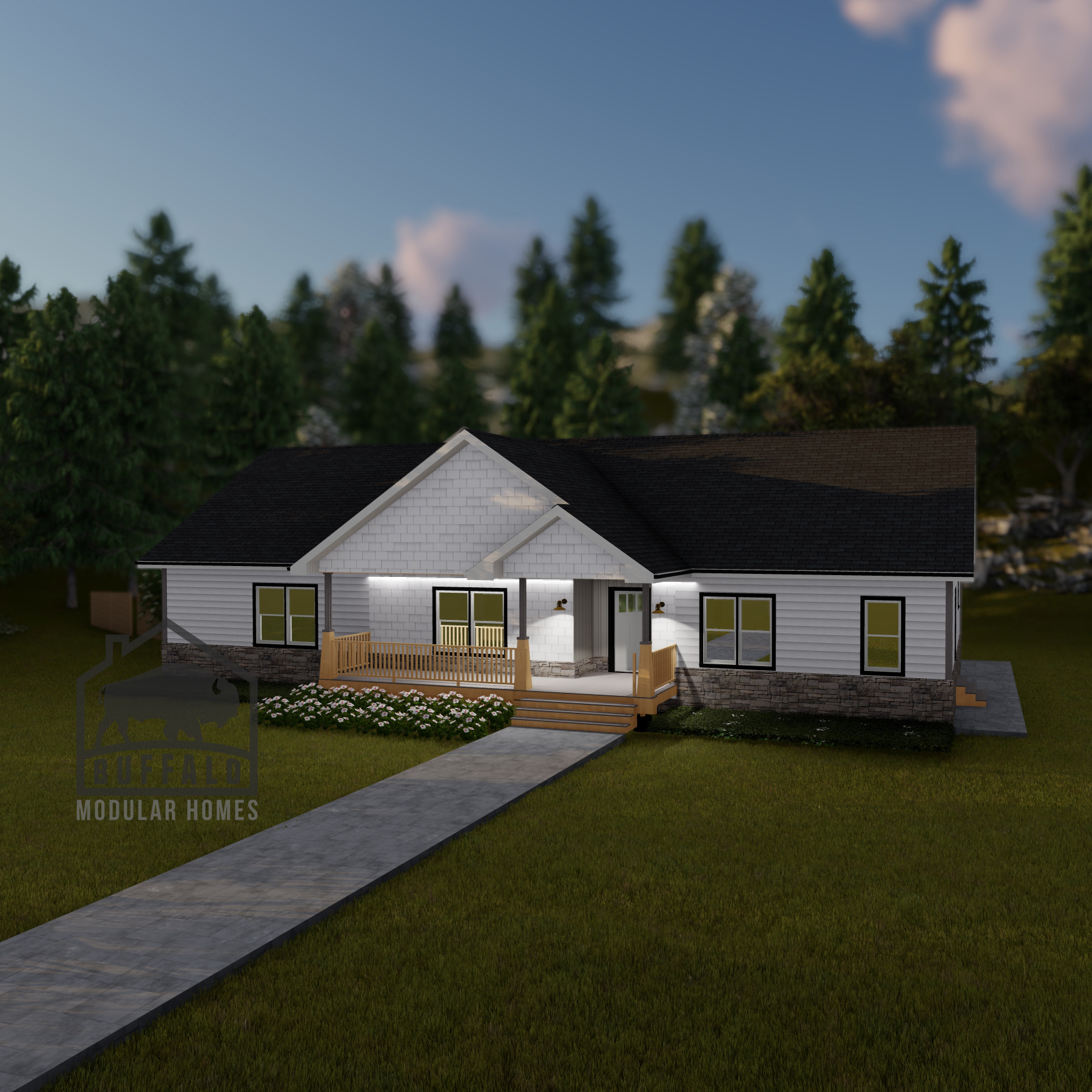 Limited series prefab modular home plan rendering