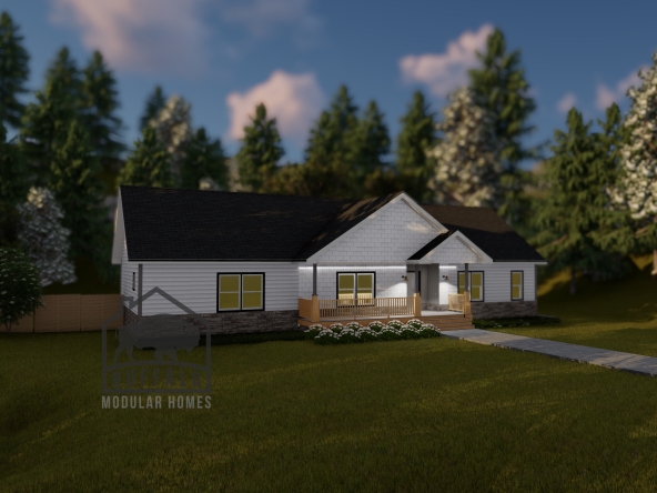 Limited series prefab modular home plan rendering