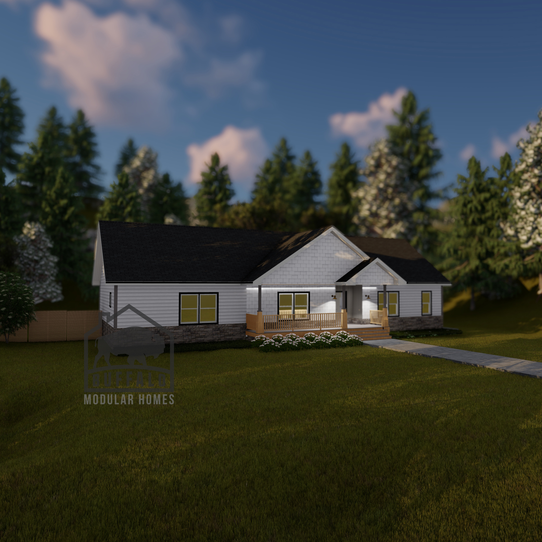 Limited series prefab modular home plan rendering