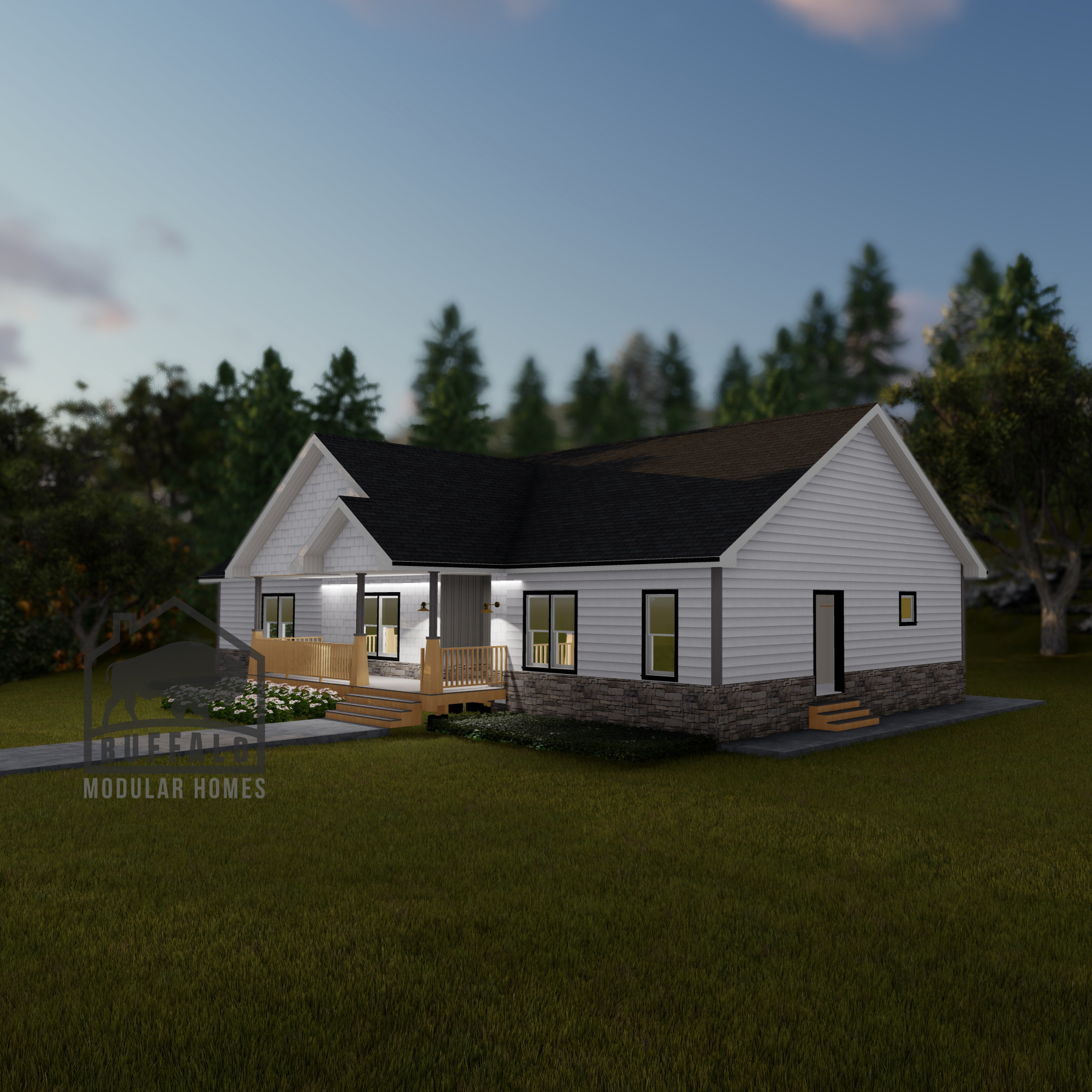 Limited series prefab modular home plan rendering