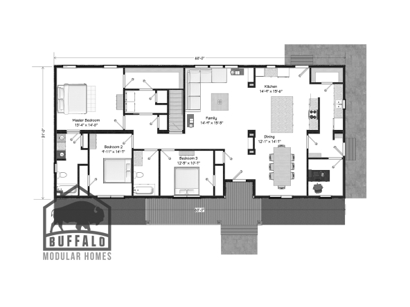 Limited series prefab modular home plan rendering