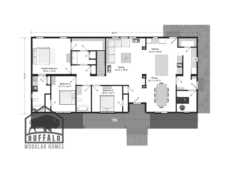 Limited series prefab modular home plan rendering