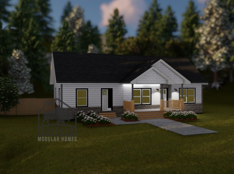 Limited series prefab modular home plan rendering