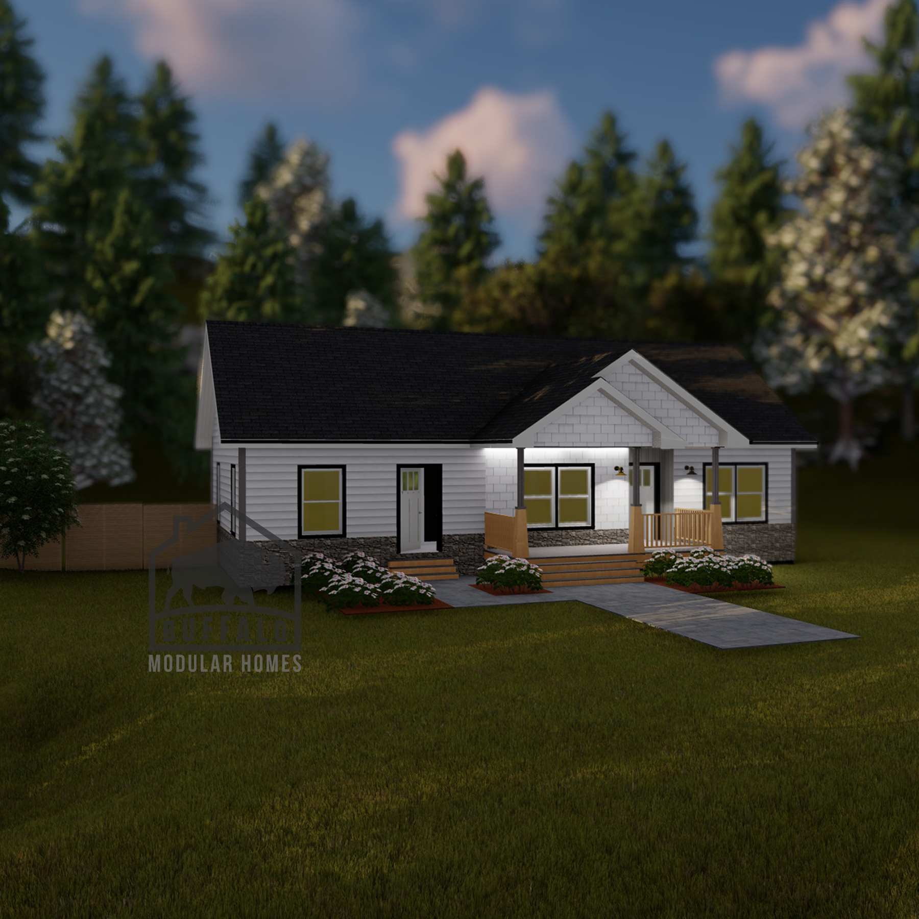 Limited series prefab modular home plan rendering