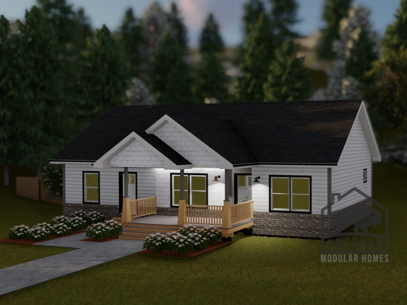 Limited series prefab modular home plan rendering