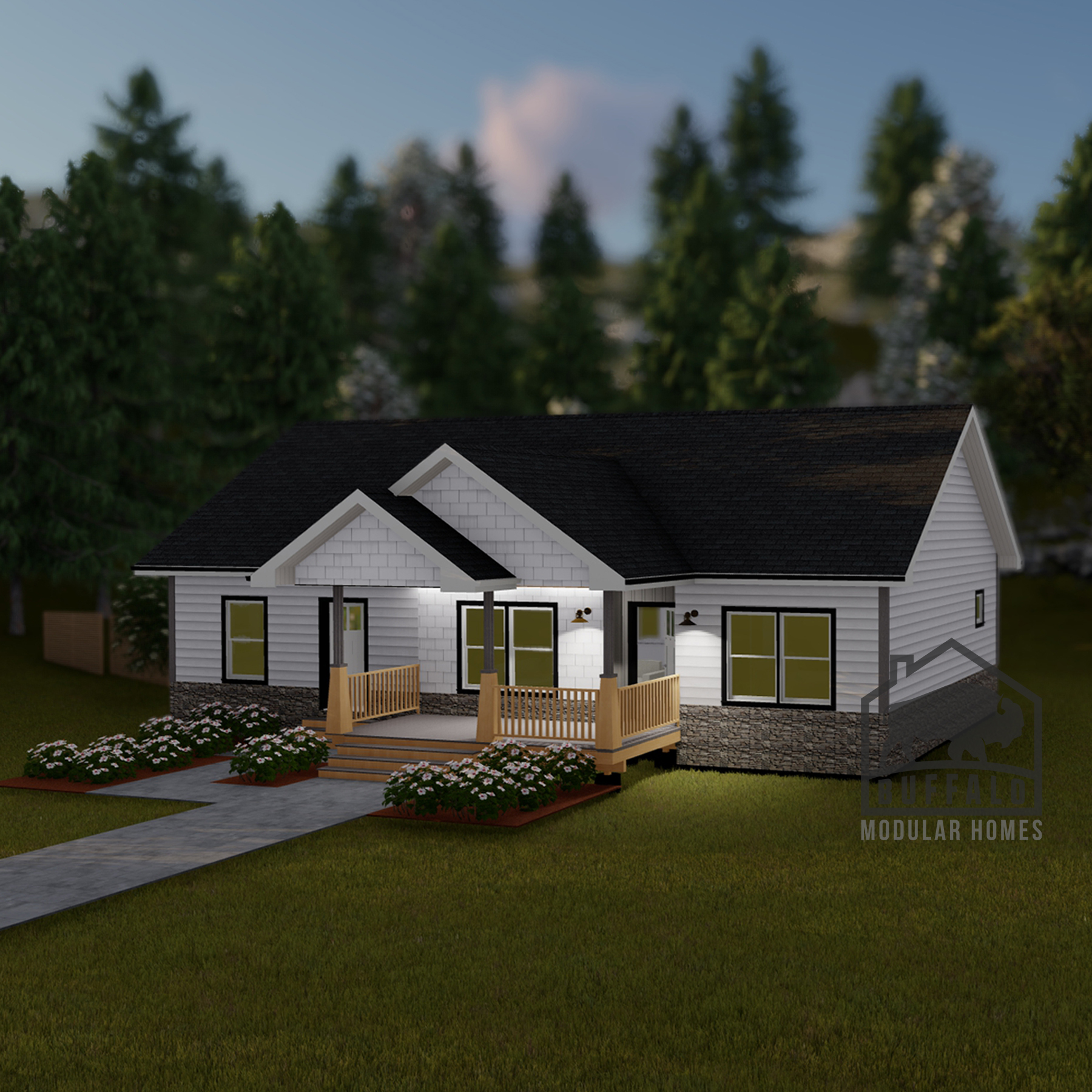 Limited series prefab modular home plan rendering