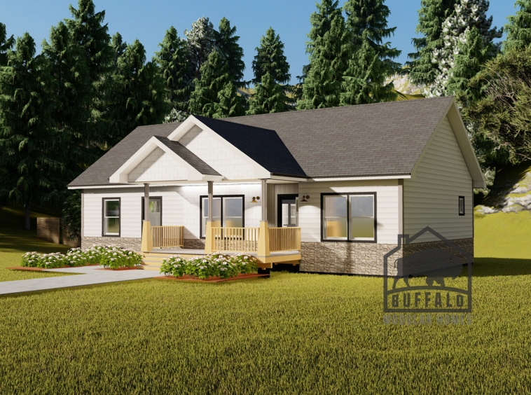 Limited series prefab modular home plan rendering