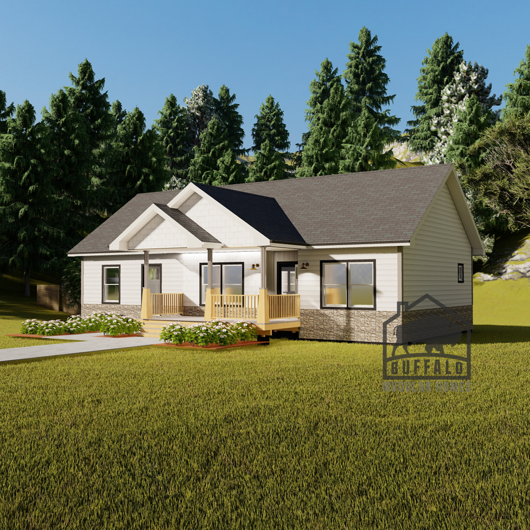 Limited series prefab modular home plan rendering