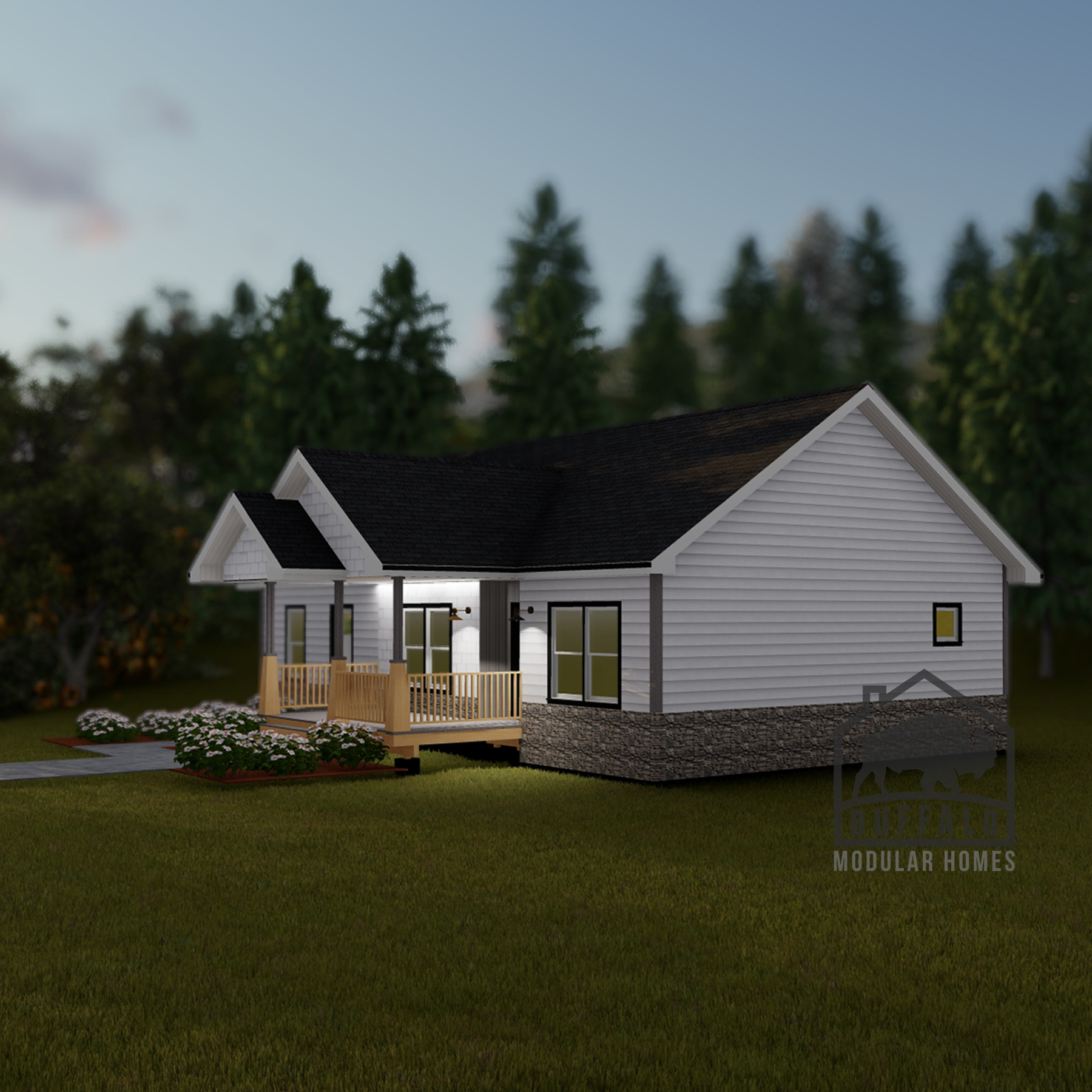 Limited series prefab modular home plan rendering