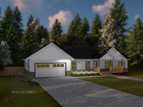 Limited series prefab modular home plan rendering