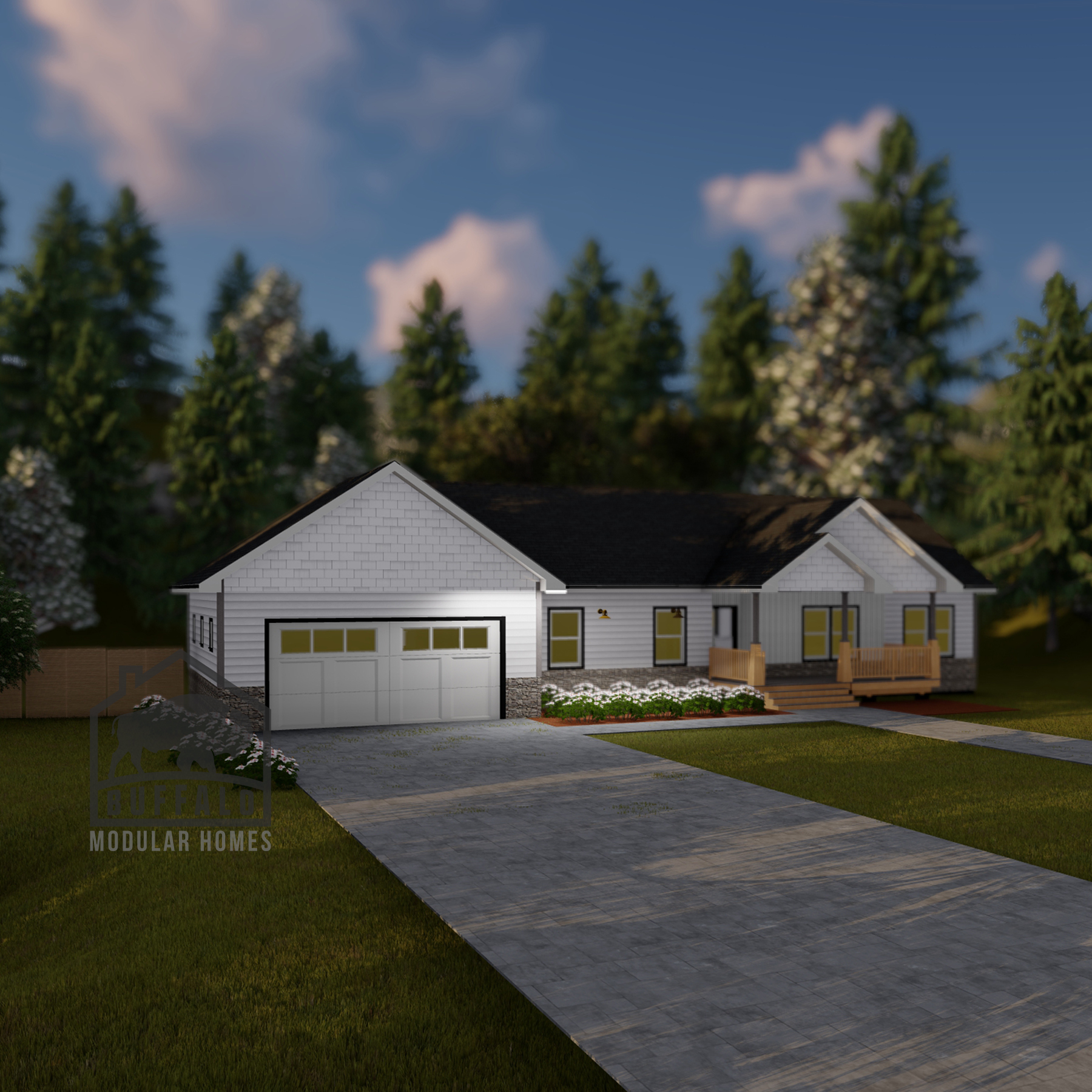 Limited series prefab modular home plan rendering