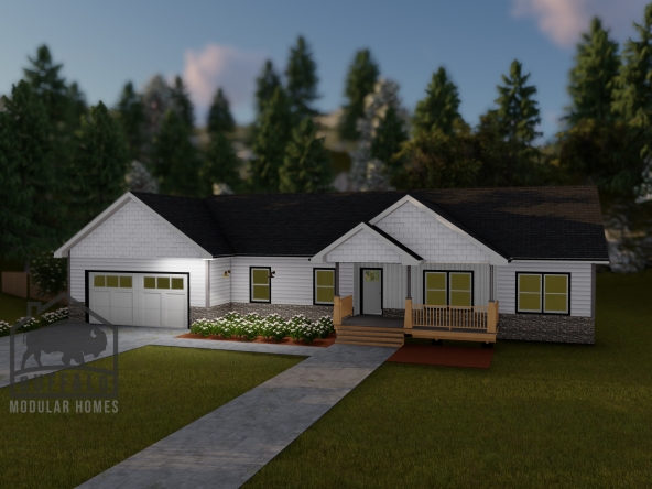 Limited series prefab modular home plan rendering