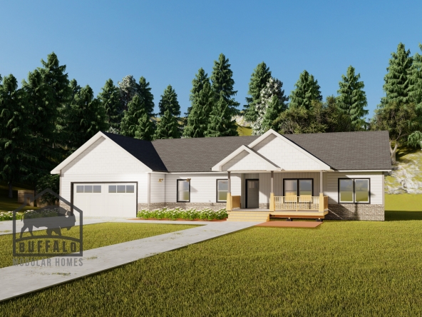 Limited series prefab modular home plan rendering