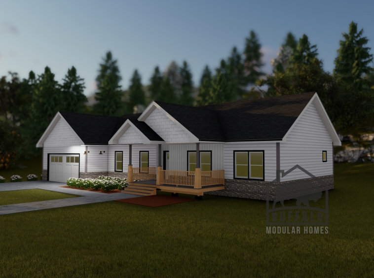 Limited series prefab modular home plan rendering