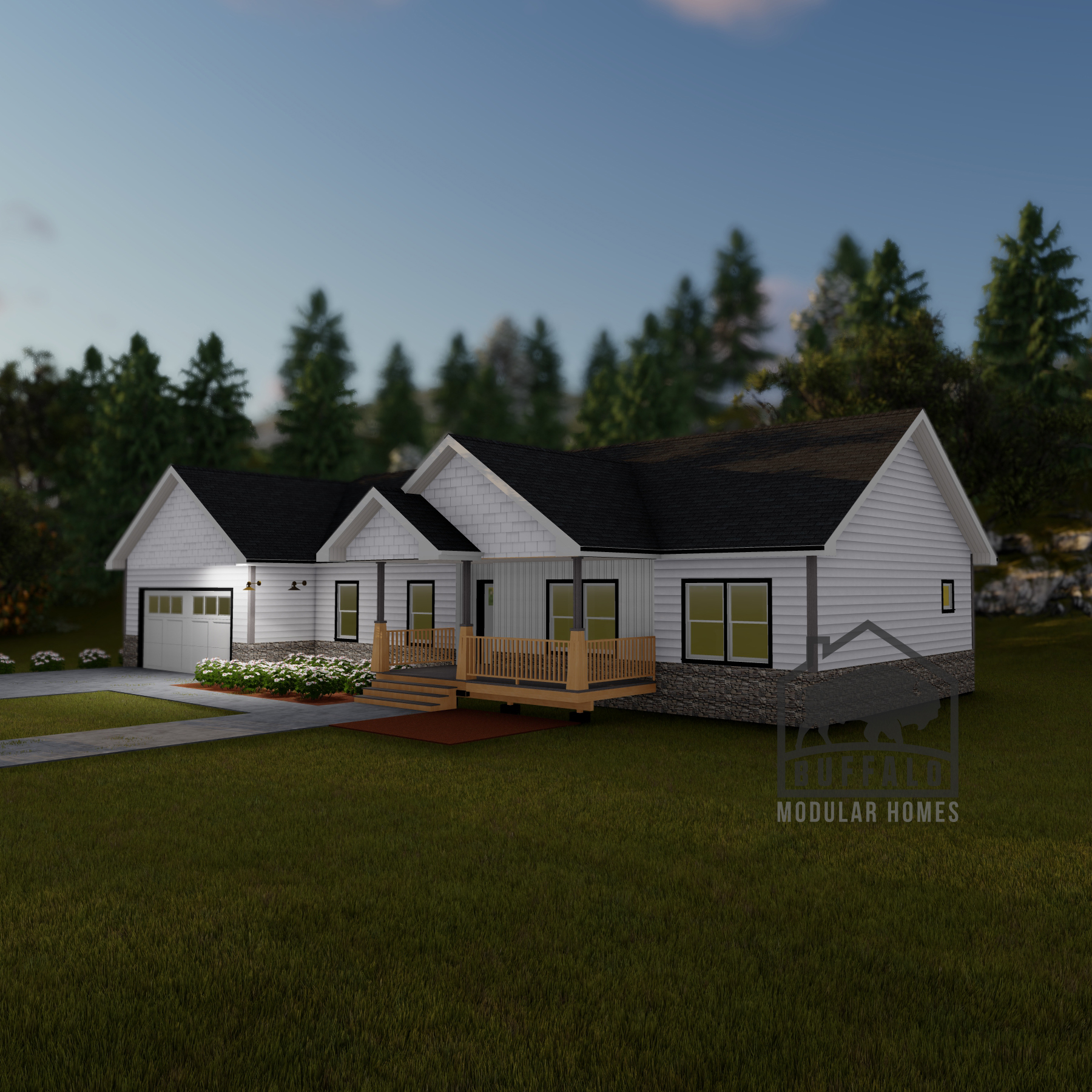 Limited series prefab modular home plan rendering