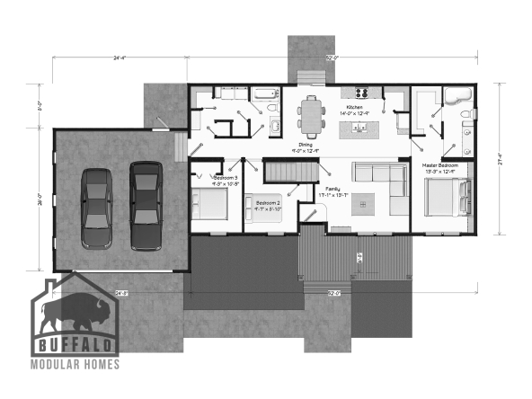 Limited series prefab modular home plan rendering