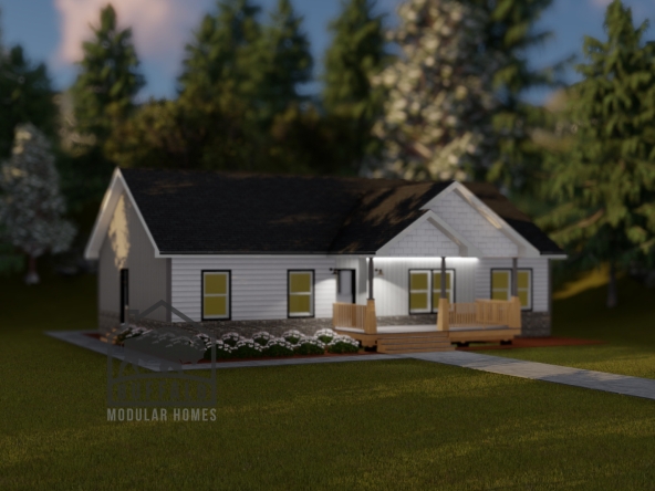 Limited series prefab modular home plan rendering