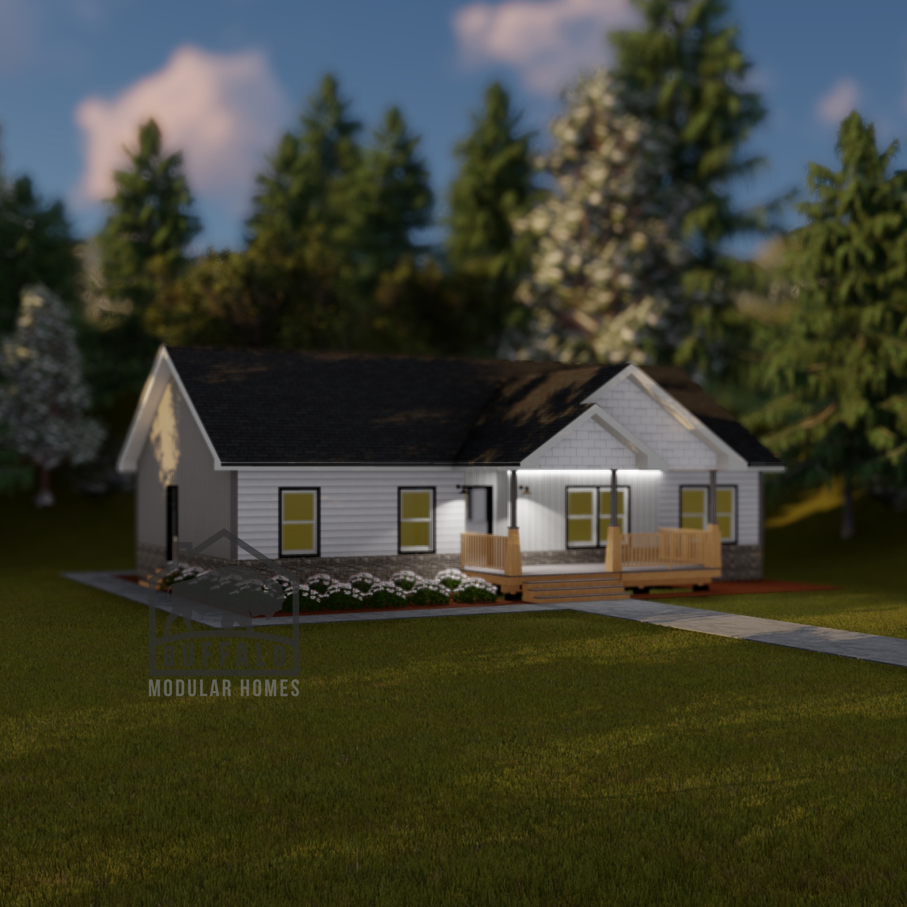 Limited series prefab modular home plan rendering