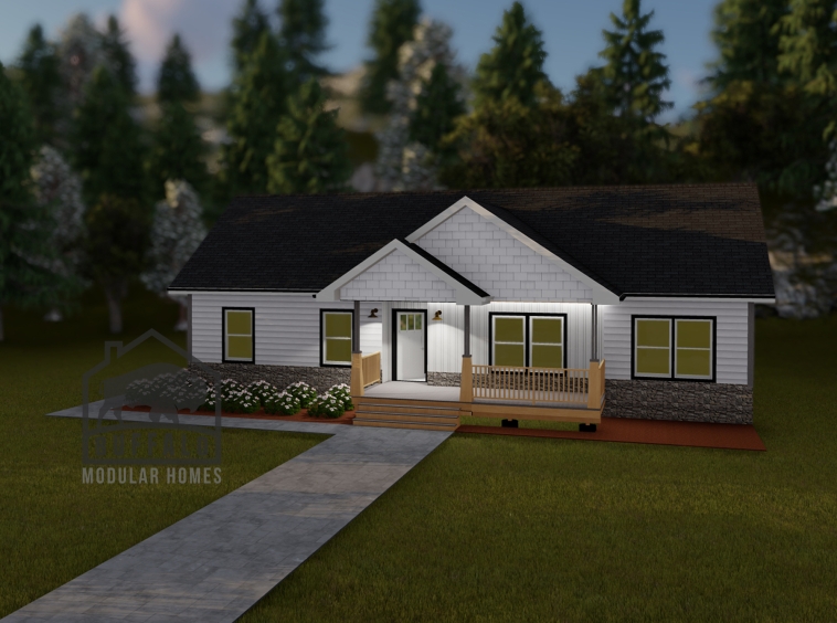 Limited series prefab modular home plan rendering