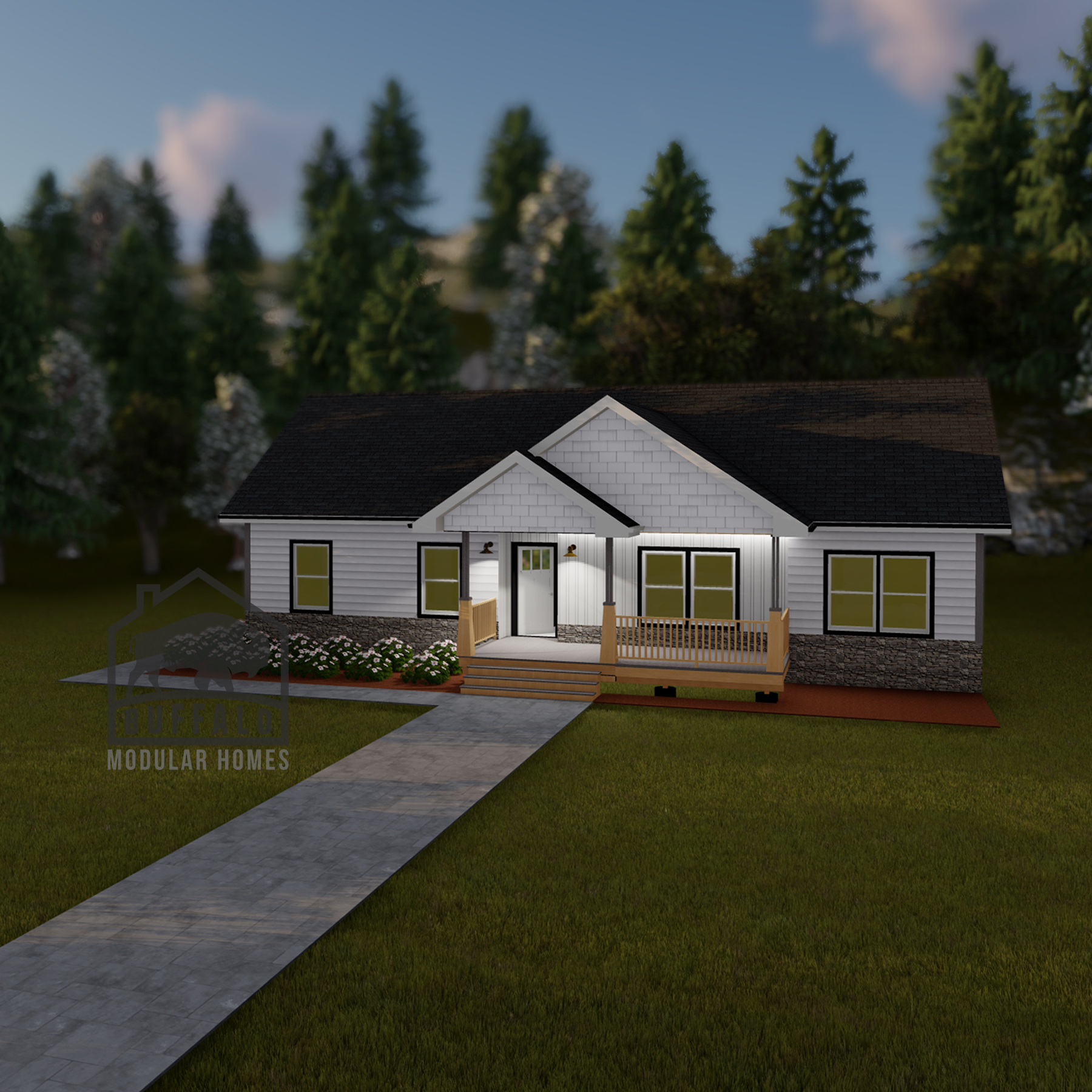 Limited series prefab modular home plan rendering