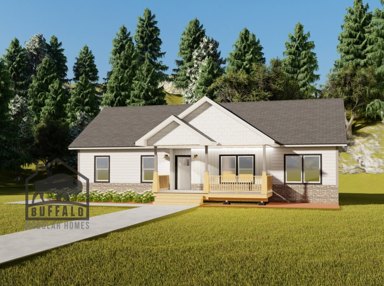 Limited series prefab modular home plan rendering