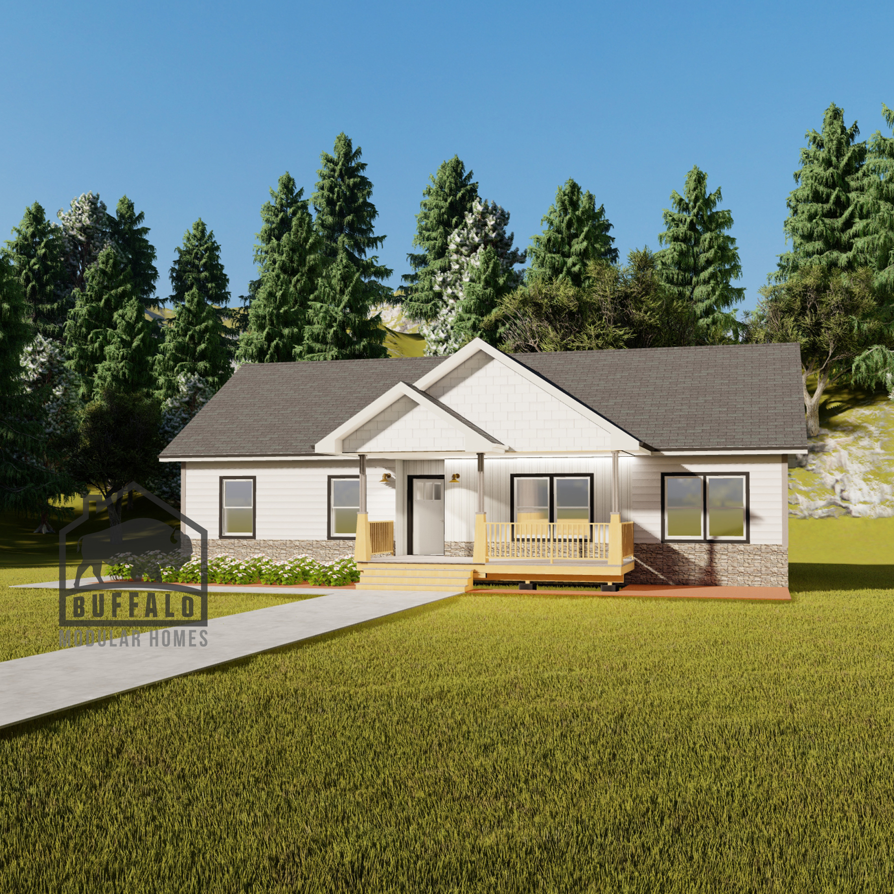 Limited series prefab modular home plan rendering