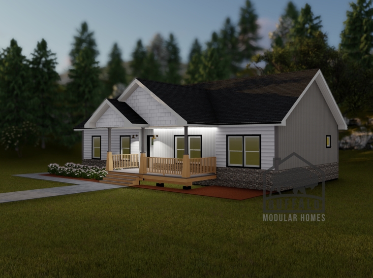 Limited series prefab modular home plan rendering