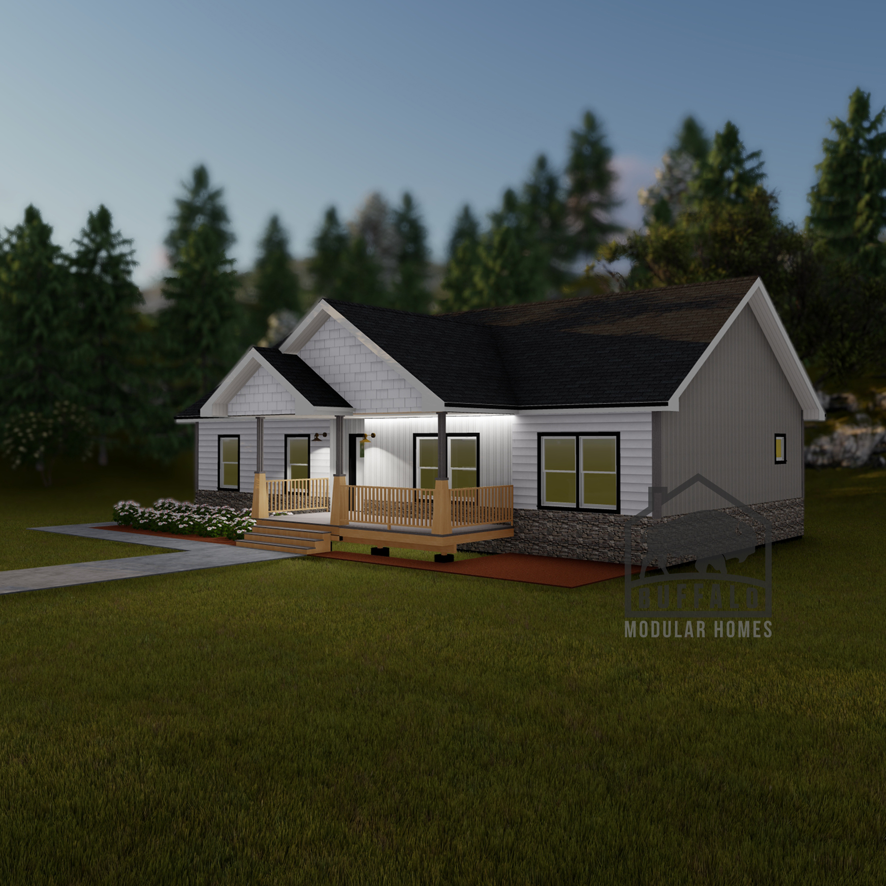 Limited series prefab modular home plan rendering