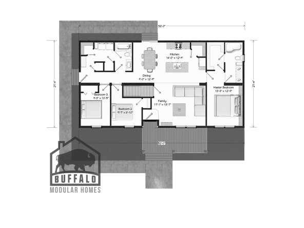 Limited series prefab modular home plan rendering