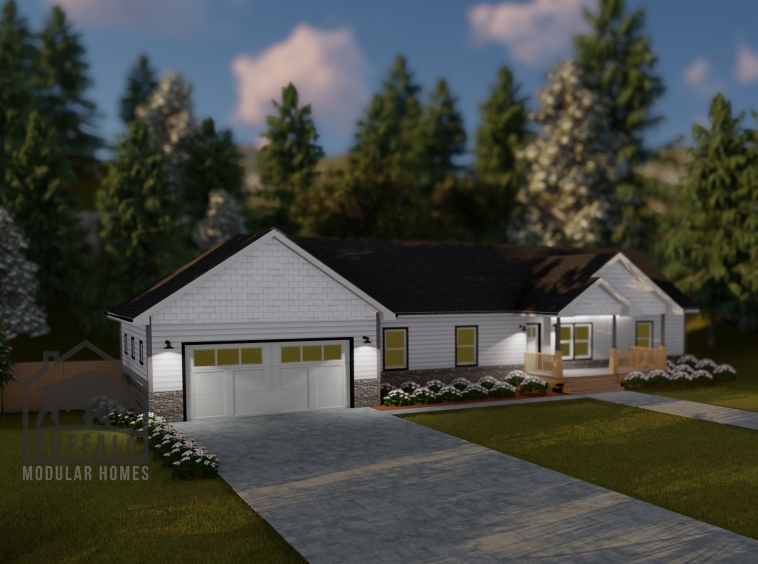 Limited series prefab modular home plan rendering