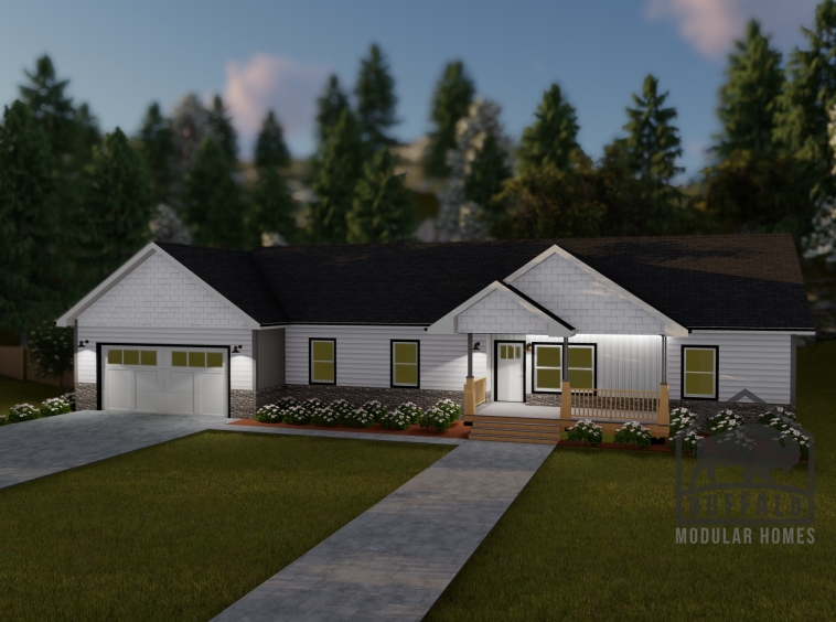 Limited series prefab modular home plan rendering