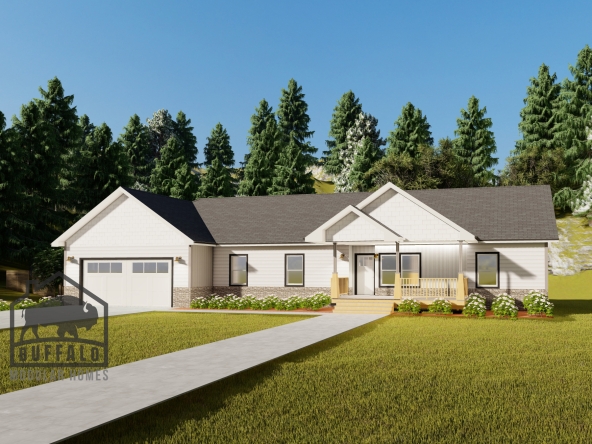 Limited series prefab modular home plan rendering