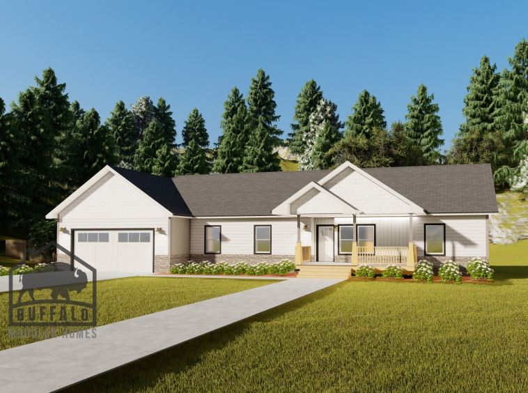 Limited series prefab modular home plan rendering