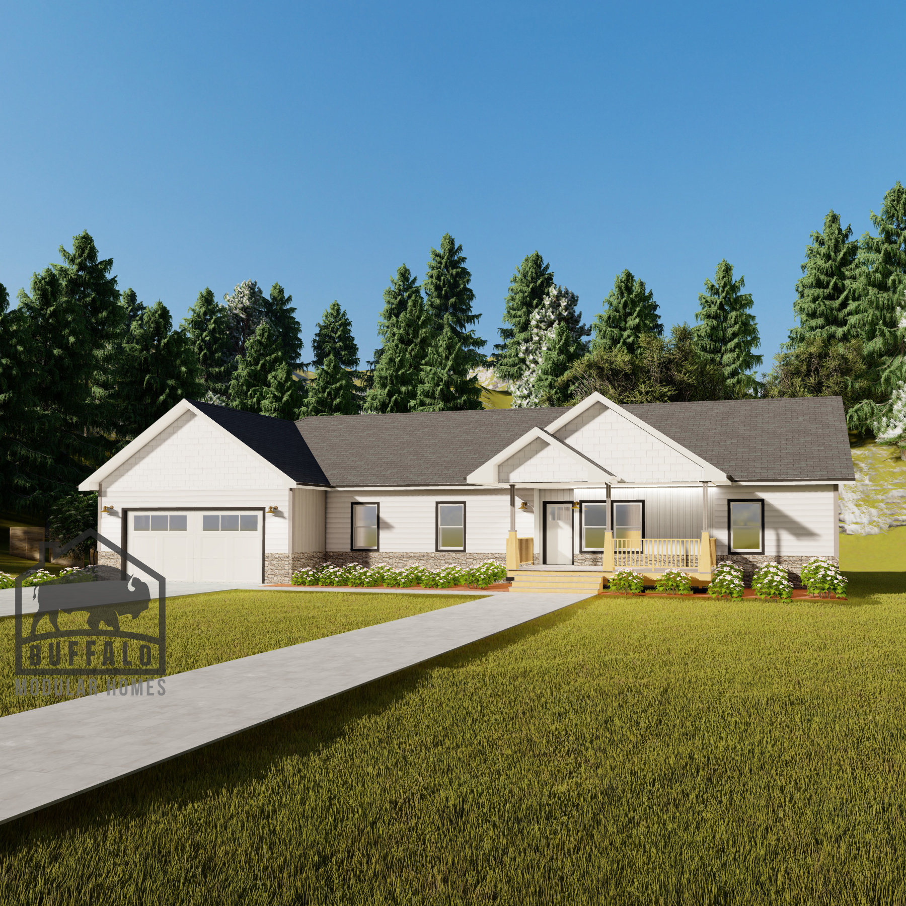 Limited series prefab modular home plan rendering