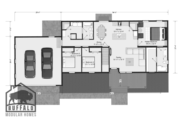 Limited series prefab modular home plan rendering