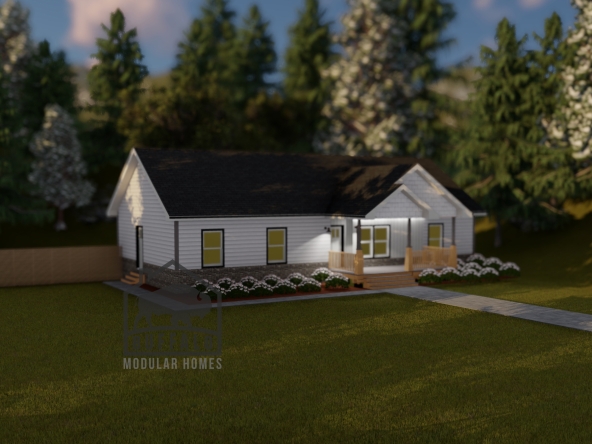 Limited series prefab modular home plan rendering