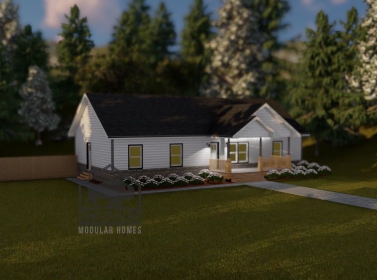 Limited series prefab modular home plan rendering