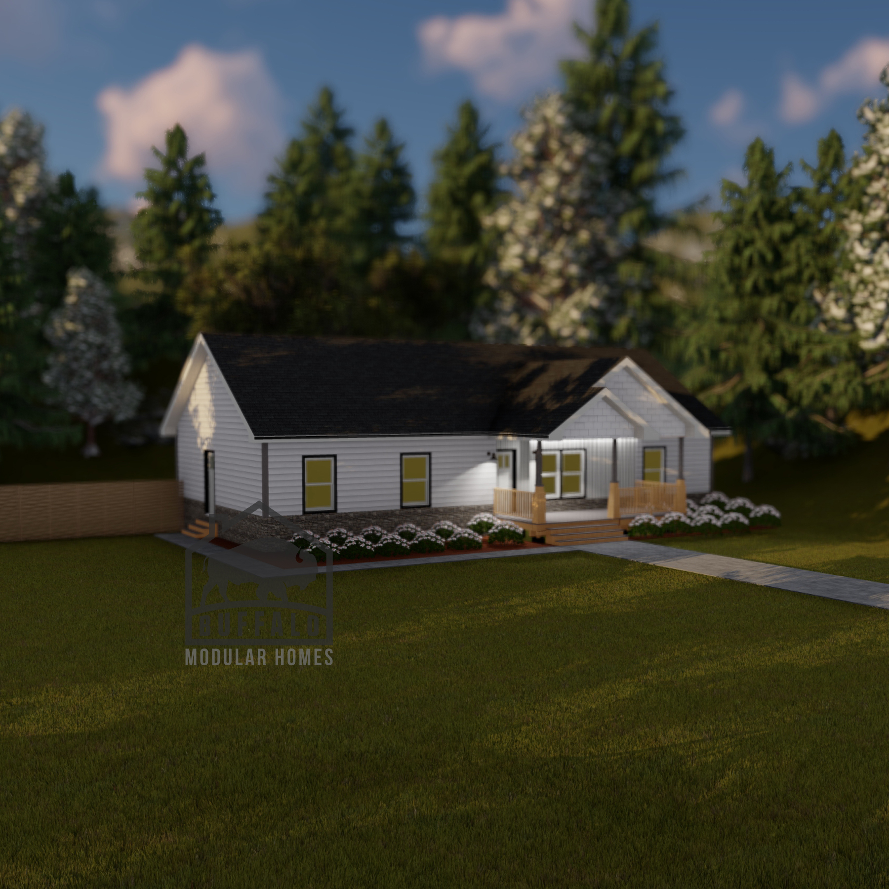 Limited series prefab modular home plan rendering