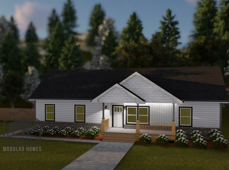 Limited series prefab modular home plan rendering