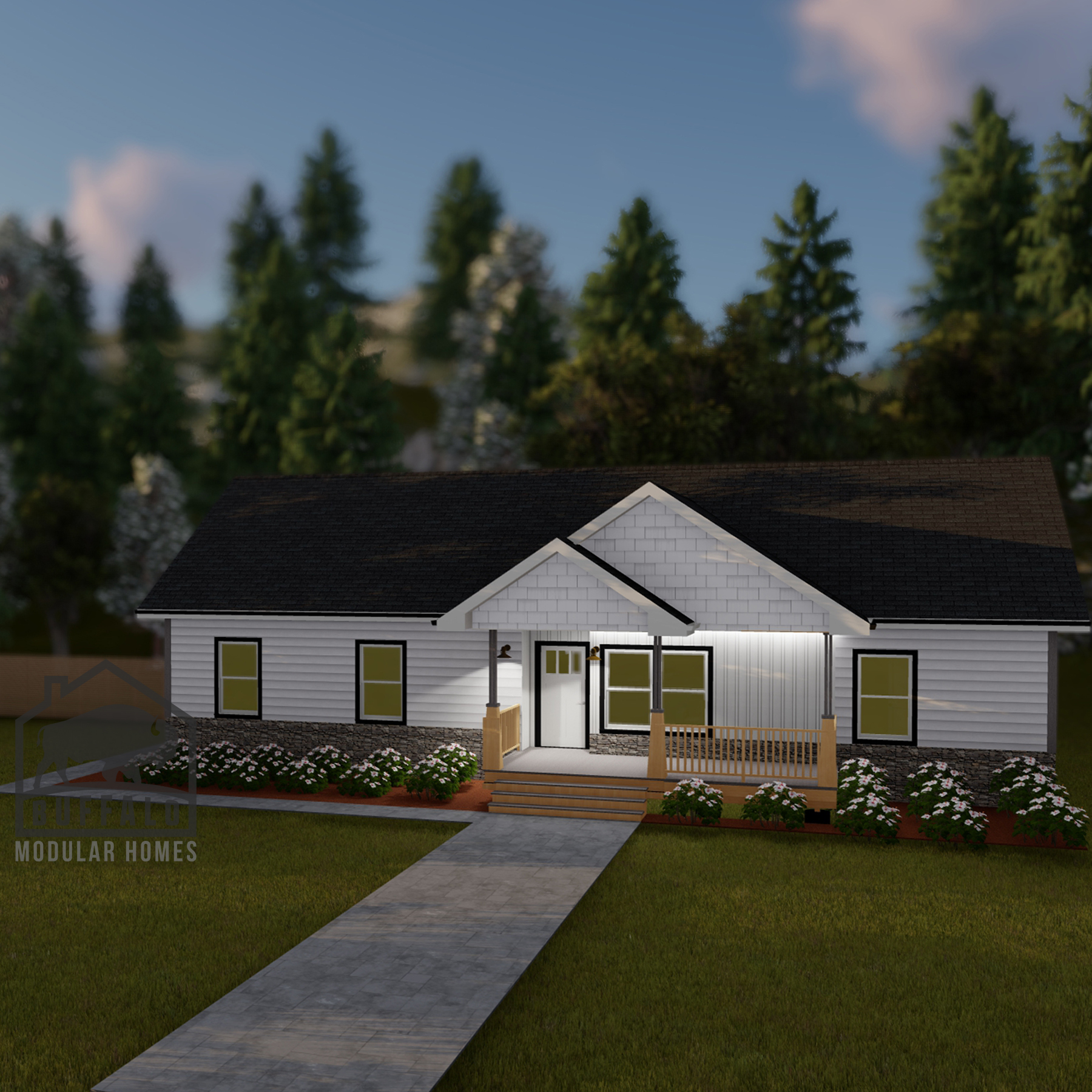 Limited series prefab modular home plan rendering